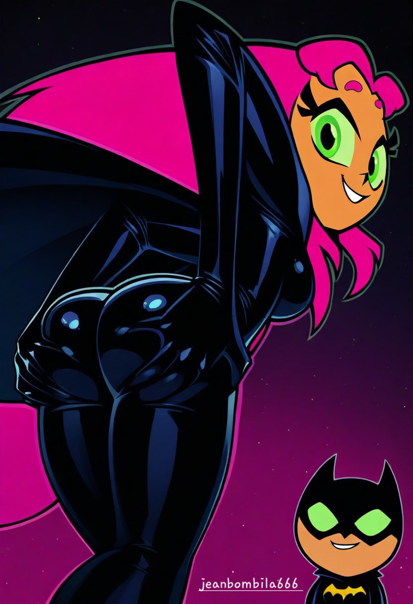 ai generated, ass, batgirl, cartoon network, dc, dc comics, female, jeanbombila666, male, male/female, starfire, starfire (teen titans), teen titans, teen titans go