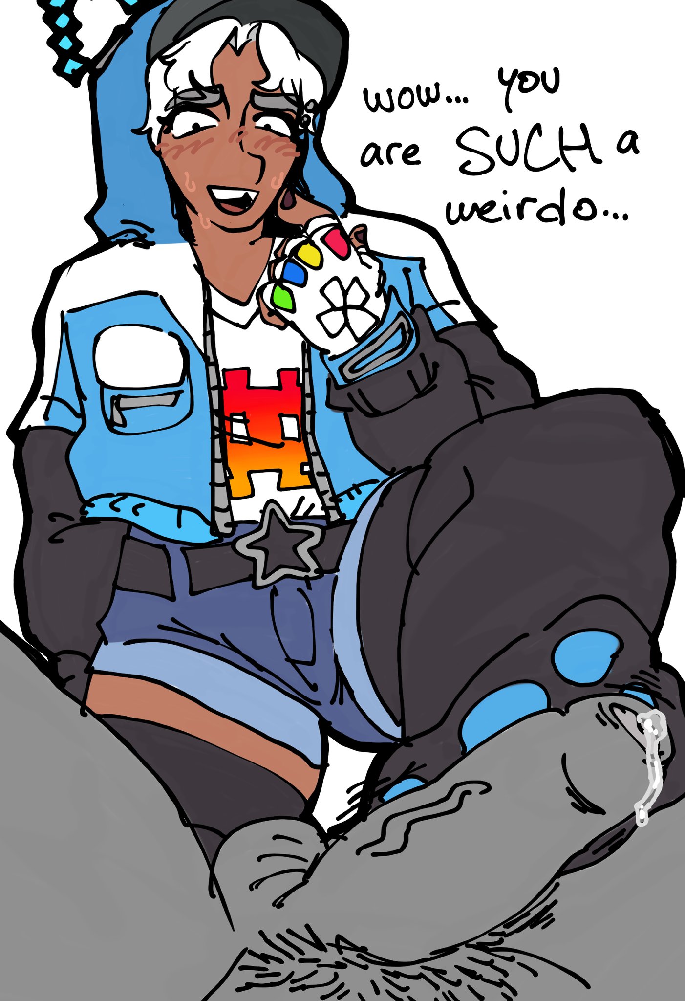8-bit venture, ambiguous gender, androgynous, biracial, canadian, ch1cknalfrd0, clothed sex, feet focus, foot fetish, footjob, mexican, overwatch, overwatch 2, overwatch league, sloan cameron, venture