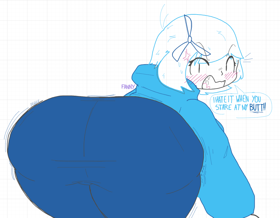 1girls, annoyed, annoyed expression, annoyed female, ass focus, battle for dream island, bfb, bfdi, blue pants, blue sweater, blushing, blushing at viewer, dark blue pants, embarrassed, fanny (bfdi), fat ass, fat butt, female, female focus, female only, huge ass, huge butt, humanized, jacknjellify, looking at viewer, object show, object show community, object shows, osc, solo female, sweater, thigh focus, tpot, twosevsixthree