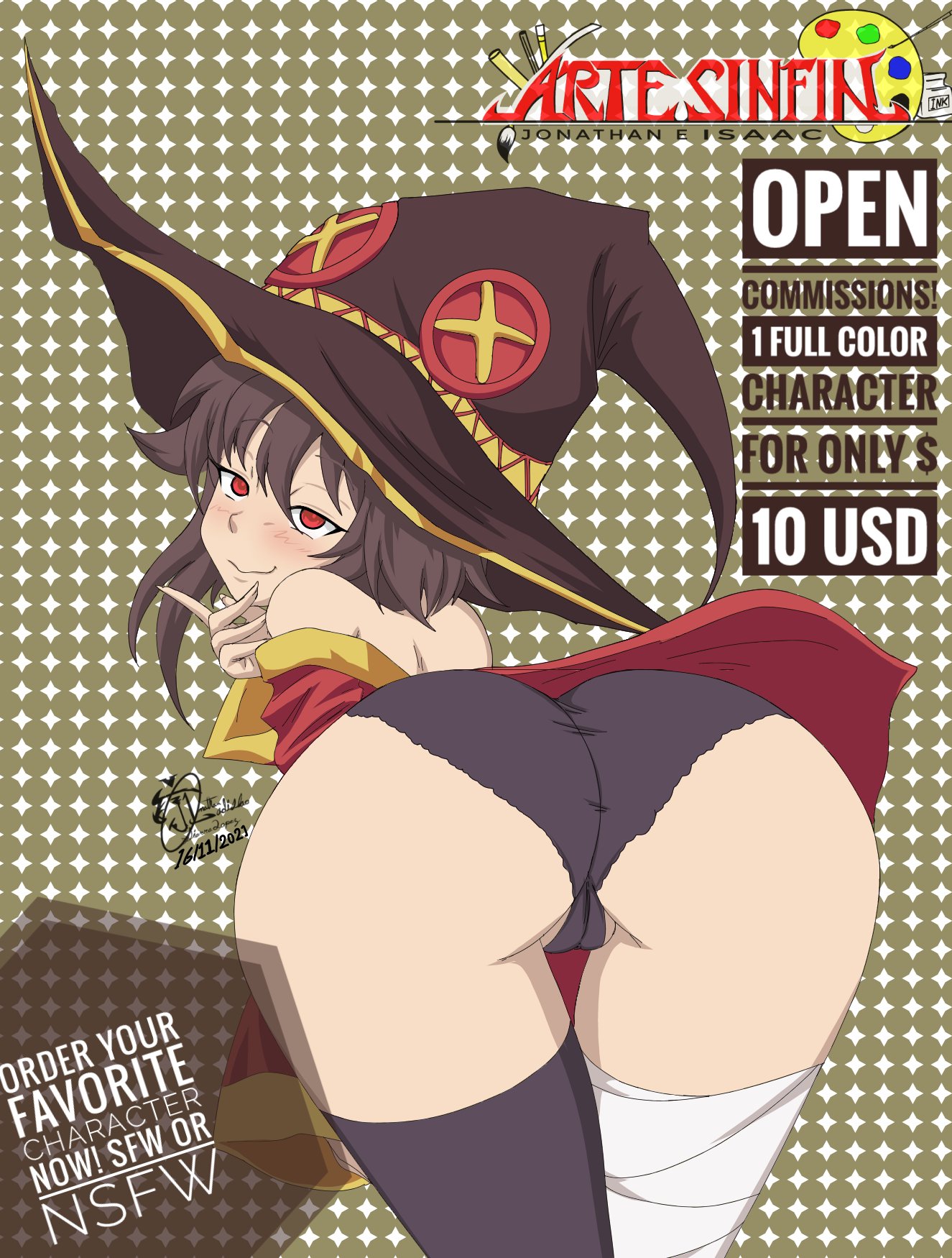 bending over, bent over, huge ass, jonlaosl, kono subarashii sekai ni shukufuku wo!, large ass, megumin, panties