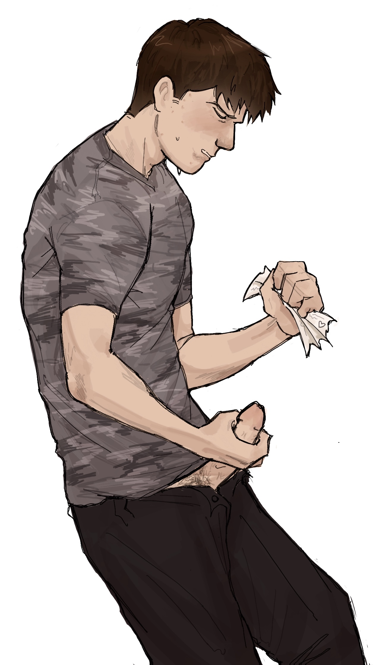 1boy, andre kriegman, brown hair, foxfever, jerking off, male, male focus, male only, masturbation, mostly clothed, solo, solo focus, tagme, tcc, true crime, true crime community, zero day