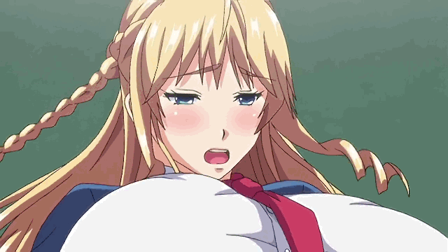1boy, 1girls, animated, animated gif, bouncing breasts, breasts, bunnywalker, clothes, erect nipples, female, huge breasts, hypnosis, implied sex, kisshouji arisa, kyonyuu reijou mc gakuen, male, mind control, nipples, screencap, sex, t-rex (animation studio)