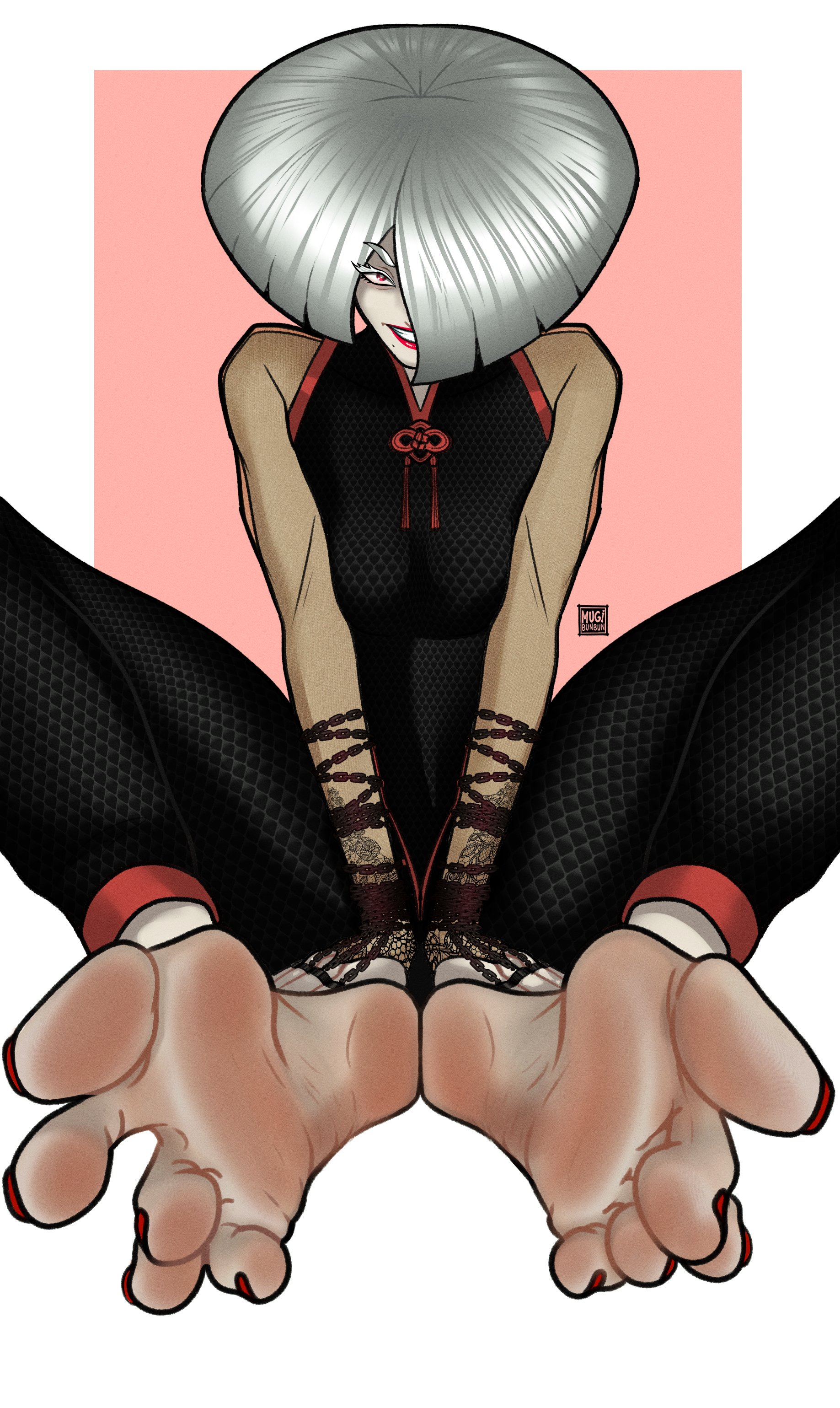 a.k.i., barefoot, curled toes, feet, female, flexible toes, foot fetish, mugibunbun, street fighter, street fighter 6, toes