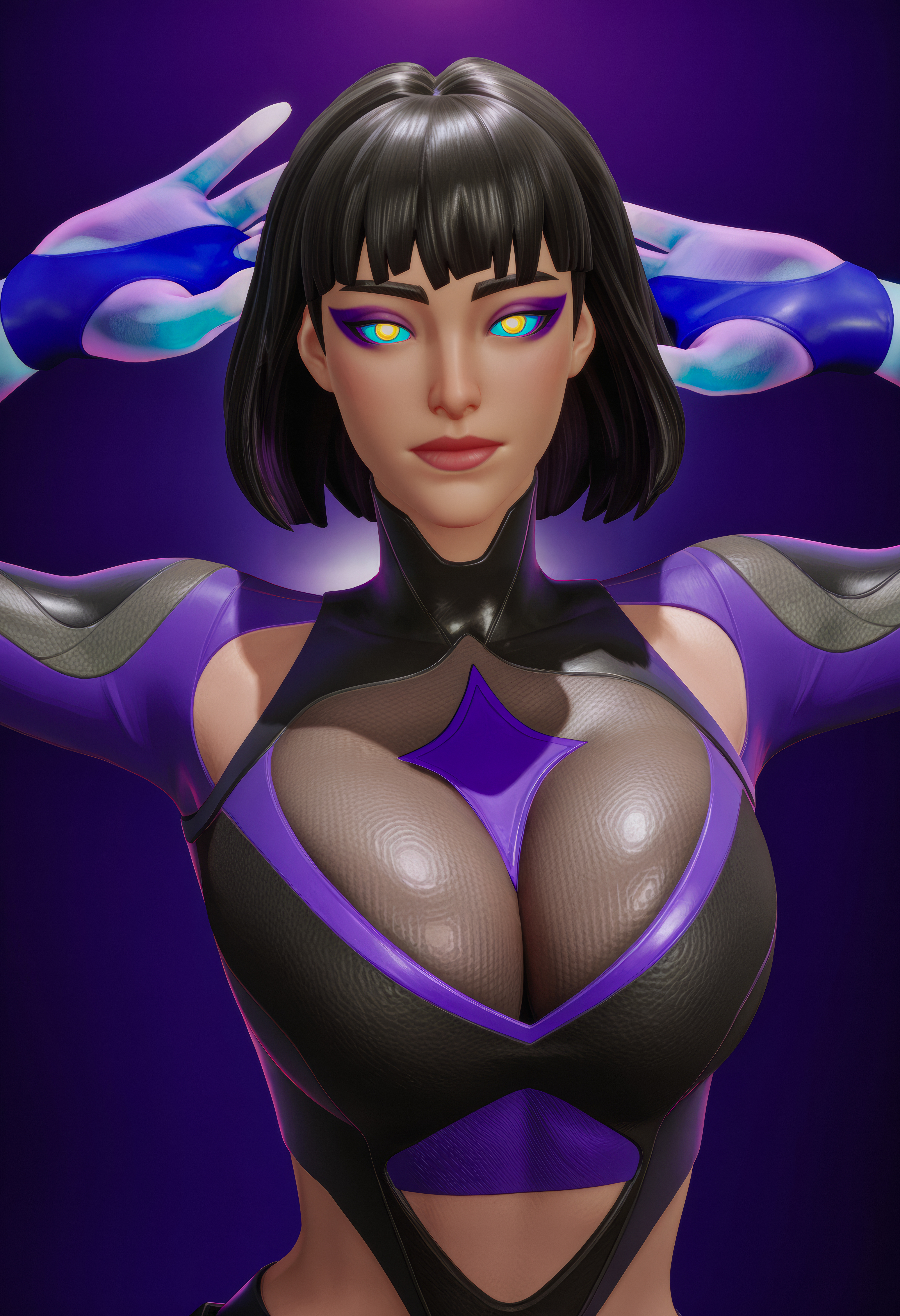 ai generated, cleavage, female, fortnite, fortnite: battle royale, juiceyarts, self upload, umbra nyte (fortnite)