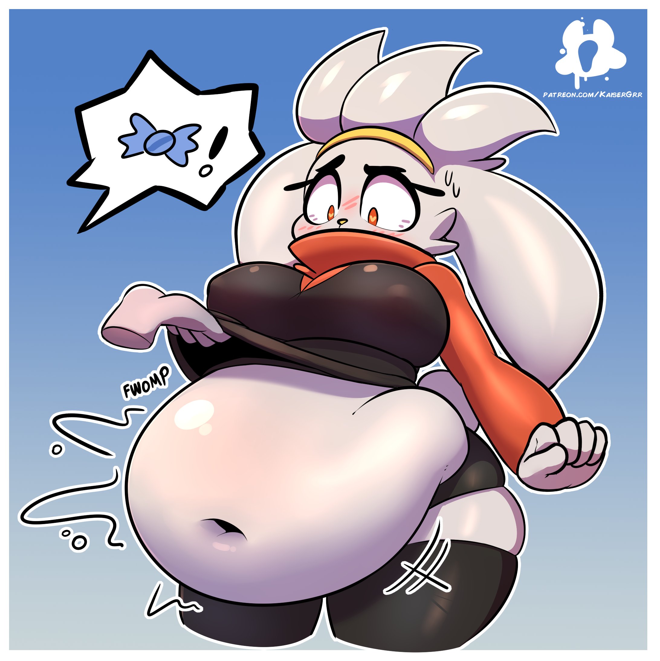 bbw, belly, big breasts, breasts, cleavage, female, furry, game freak, huge breasts, kaiser grr, lhacedor, nintendo, overweight, pokemon, pokemon (species), raboot, rare candy, scorbunny, tagme, thick thighs, wide hips