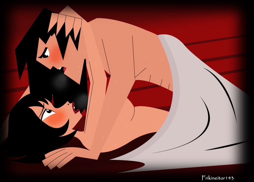 1boy1girl 1girls 1male accurate_art_style ashi_(samurai_jack) black_hair blush blushing blushing_profusely breasts daughters_of_aku defeated_villainess female frikineitor143 happy_female happy_male heroine holding_head lipstick love male naked naked_female no_outlines nude_female open_mouth panting samurai_jack samurai_jack_(character) sex shagging short_hair sweat teeth thin_female thrusting tongue topless villainess