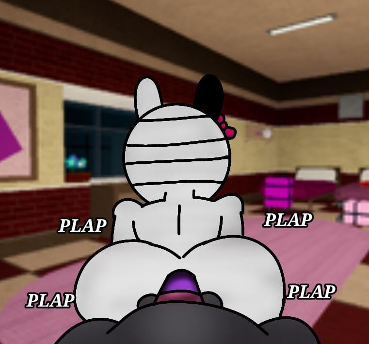 1girls 2d 2d_(artwork) aged_up ass big_ass bow completely_naked completely_nude condom condom_on_penis female female_focus foxyp3d penetration penis piggy_(game) plap roblox_game william_(piggy) zuzy_(piggy)