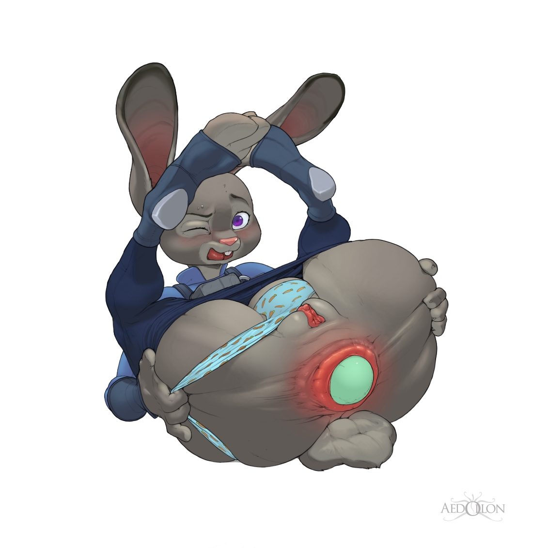 1girls, 3 toes, aedollon, anthro, anus, ass, blush, buckteeth, bunny, clothing, defecating, defecation, disney, egg, egg laying, feet, feet up, female, female only, furry, grimace, judy hopps, labia, lagomorph, one eye closed, panties, panties aside, panty pull, paws, policewoman, presenting, presenting anus, presenting hindquarters, presenting pussy, puffy anus, purple eyes, pussy, smile, soles, spreading, spreading ass, sweat, toes, uncensored, zootopia