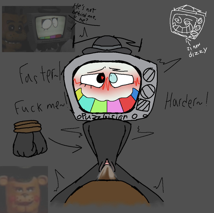 animatronic blush blushing_pussy clenched_fists crossover cuntboy cuntboy/male cuntboy_focus cuntboy_penetrated english english_text five_nights_at_freddy&#039;s freddy_(fnaf) freddy_fazbear goodbudsog_(artist) heart-shaped_pupil ibispaintx intersex intersex_penetrated looking_up male_on_cuntboy male_penetrating meme mr._puzzles no_humans non-human pleasure_face pleasured_face pussy pussy_blush pussy_juice rolling_eyes sex simple_background smg4 text tied_hands tied_up tremble tremble_spikes trembling tv tv_head vaginal_penetration weird_crossover