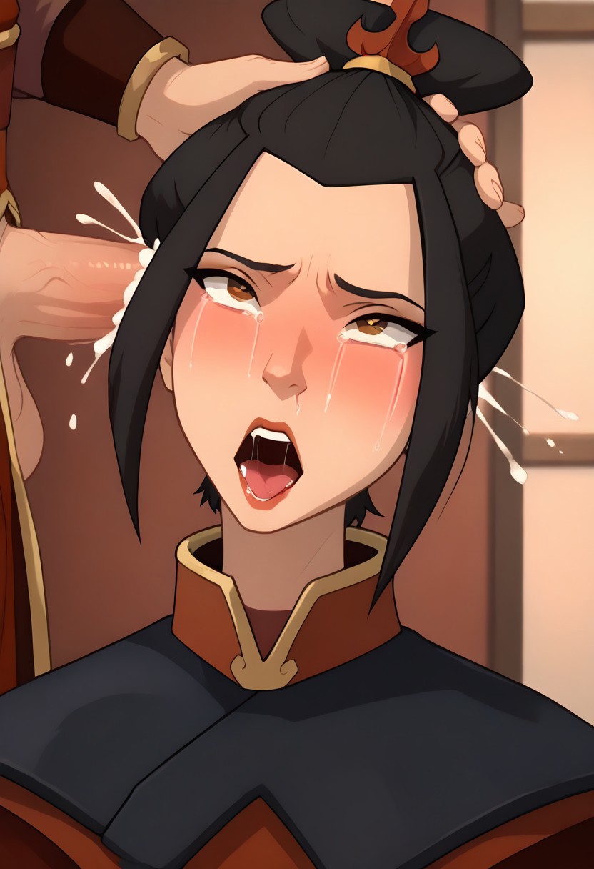 ahe_gao ahegao_face ai_generated avatar_legends avatar_the_last_airbender azula crying cum defeated ear_fuck ear_penetration ear_sex female hair_bun male nickelodeon nw_th offscreen_character offscreen_male open_mouth penis sex straight upper_body villainess