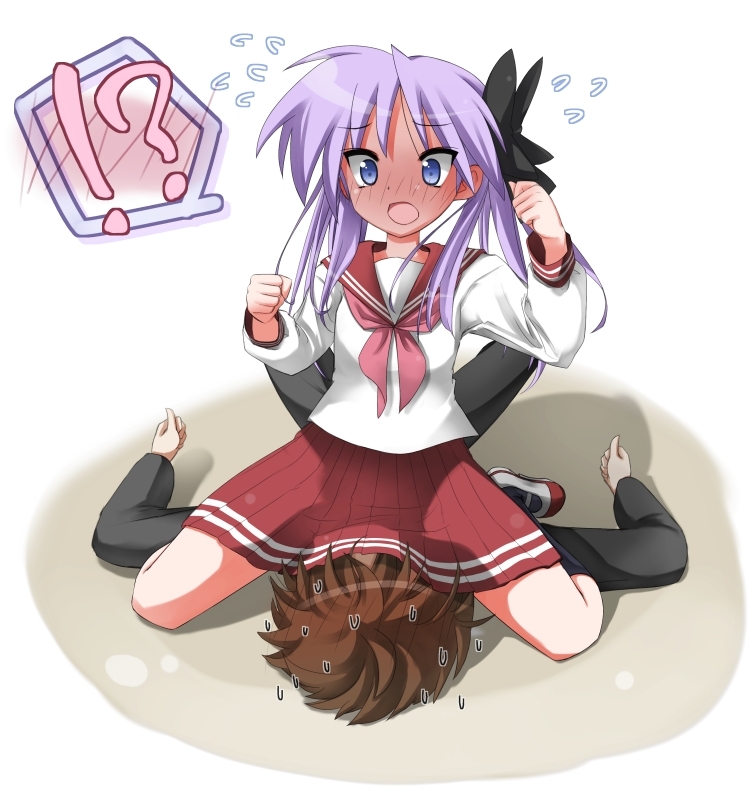 1boy 1girls artist_request character_request kagami_hiiragi lucky_star tagme