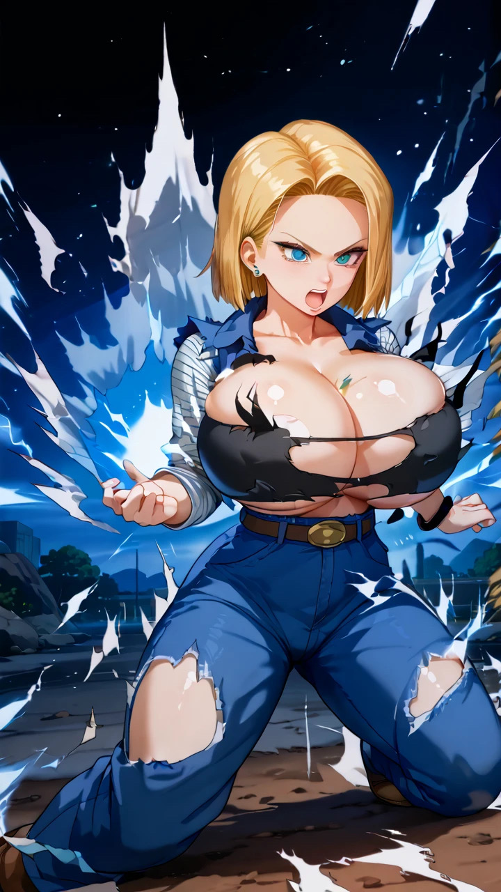 1girls 2024 ai_generated android_18 big_breasts blonde_hair blue_eyes breasts cleavage curvy dragon_ball dragon_ball_z female huge_breasts jiuyang-hsien large_breasts light-skinned_female light_skin short_hair skimpy skimpy_clothes skimpy_outfit solo thick_thighs