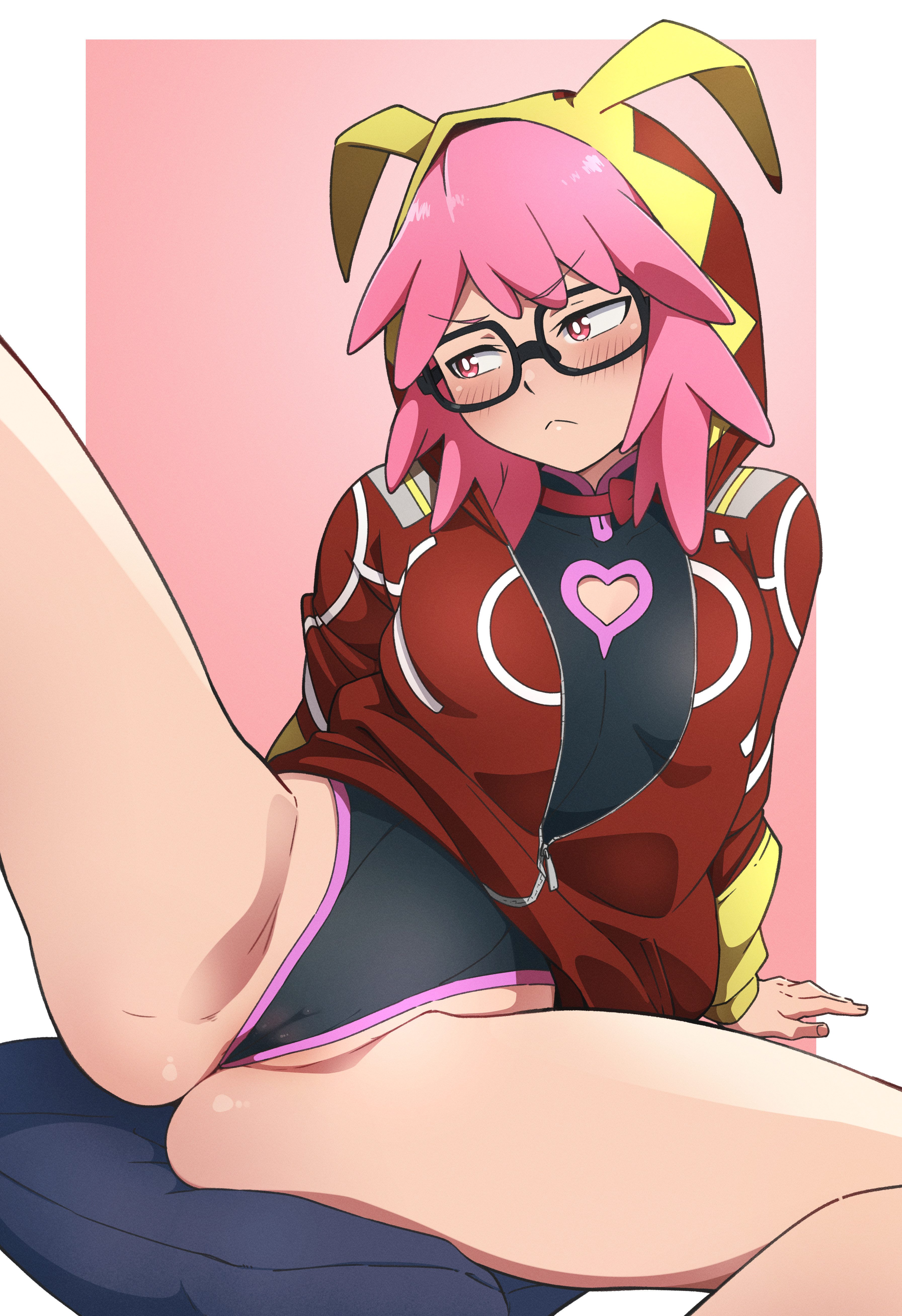 1girls, animanghayodraw, boku no hero academia, female, female focus, female only, glasses, haneyama kazuho, jacket, light skin, light-skinned female, my hero academia, no mask, pale skin, pale-skinned female, pink eyes, pink hair, pink-haired female, pop step, solo, solo female, solo focus, vigilante: my hero academia illegals