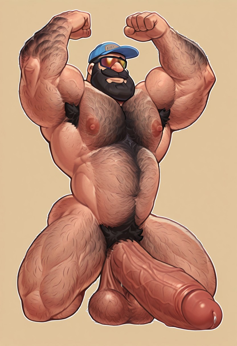 ai generated, bara, big cock, big pecs, big penis, civitai, daddy, foreman spike, hairy, hairy chest, illumination entertainment, male, male only, mario bros, nintendo, penis, solo male, super mario bros., super mario bros. (2023 film), universal pictures, universal studios, yaoi