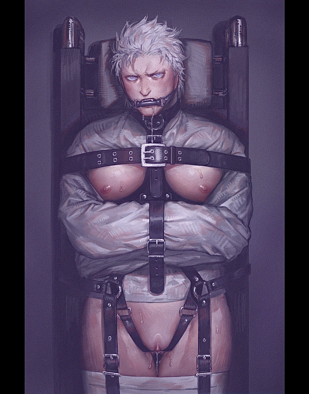 bondage, chom6523, cuntboy, cuntboy only, devil may cry, devil may cry (series), gagged, intersex, restrained, straitjacket, vergil (devil may cry)