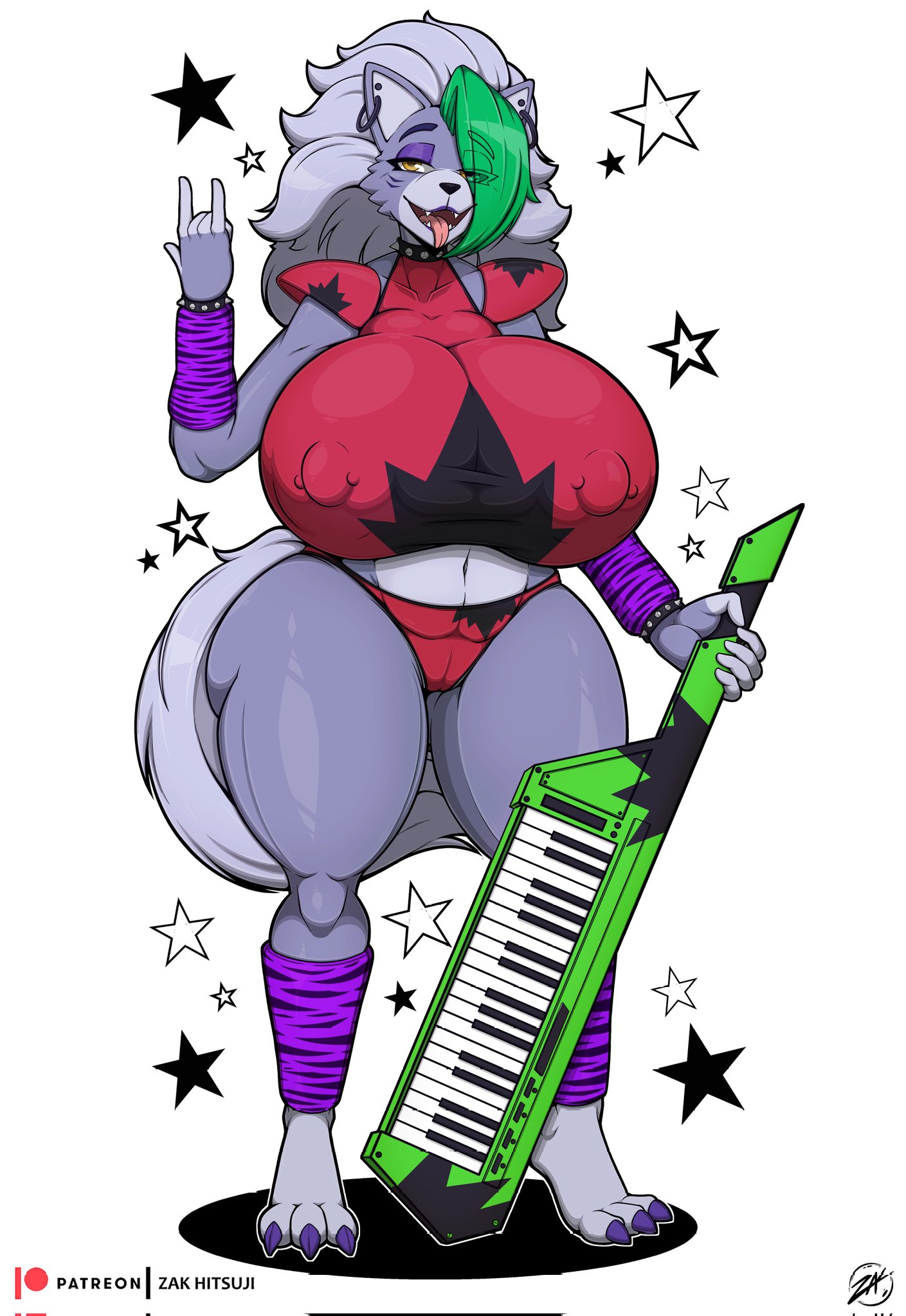 1girls, 2020s, 2025, absurd res, animatronic, anthro, ass, big ass, big breasts, big butt, big nipples, big thighs, breasts, camel toe, cameltoe, canid, canine, canis, clothing, clothing pull, curvaceous, curvy, curvy figure, deep navel, dialogue, ear piercing, ear ring, earrings, english text, female, five nights at freddy's, five nights at freddy's: security breach, furry, green hair, hair, hi res, hips, huge breasts, large breasts, large thighs, machine, mammal, massive breasts, navel, navel piercing, nipple piercing, nipples, piercing, pussy, ring piercing, robot, roxanne wolf (fnaf), solo, speech bubble, standing, sweater, teasing, text, thick thighs, thighs, topwear, tuft, underwear, underwear pull, wide hips, wolf, wolf ears, wolf girl, yellow eyes, zak hitsuji