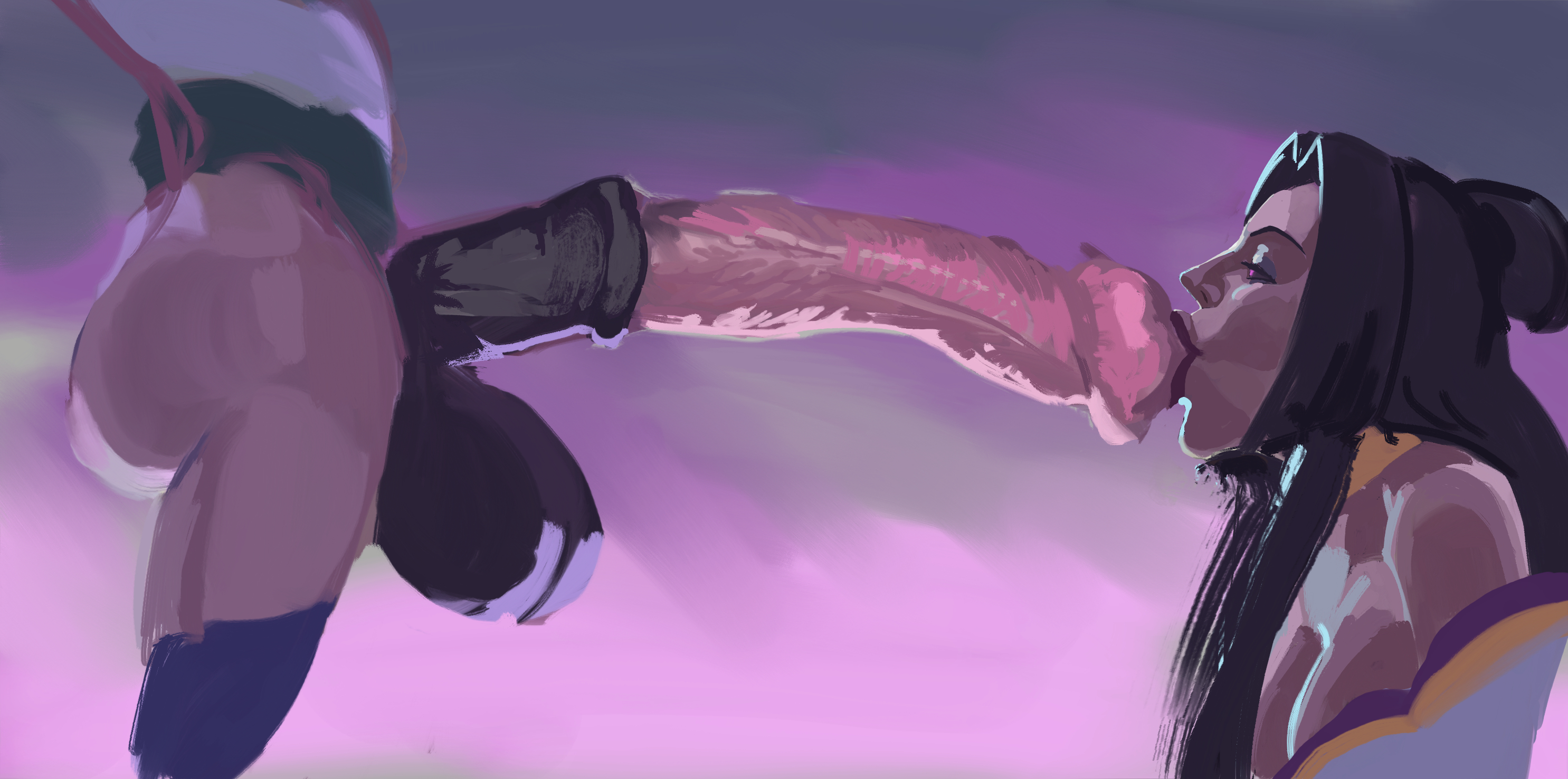 1futa, 1girls, animal genitalia, ass, balls, big ass, big balls, big breasts, big butt, big penis, black hair, black sclera, breasts, bubble butt, cassiopeia du couteau, curvaceous, curvy, curvy figure, equine genitalia, equine penis, female, flared penis, futanari, horseballs, horsecock, horsecock futa, huge ass, huge balls, huge cock, imminent deepthroat, imminent oral, intersex, kissing, kissing penis, league of legends, lipstick, long hair, long penis, narrowed eyes, penis, post meridiem, purple eyes, riot games, sketch, spirit blossom cassiopeia, unknown character, unseen futa face, voluptuous, voluptuous futa