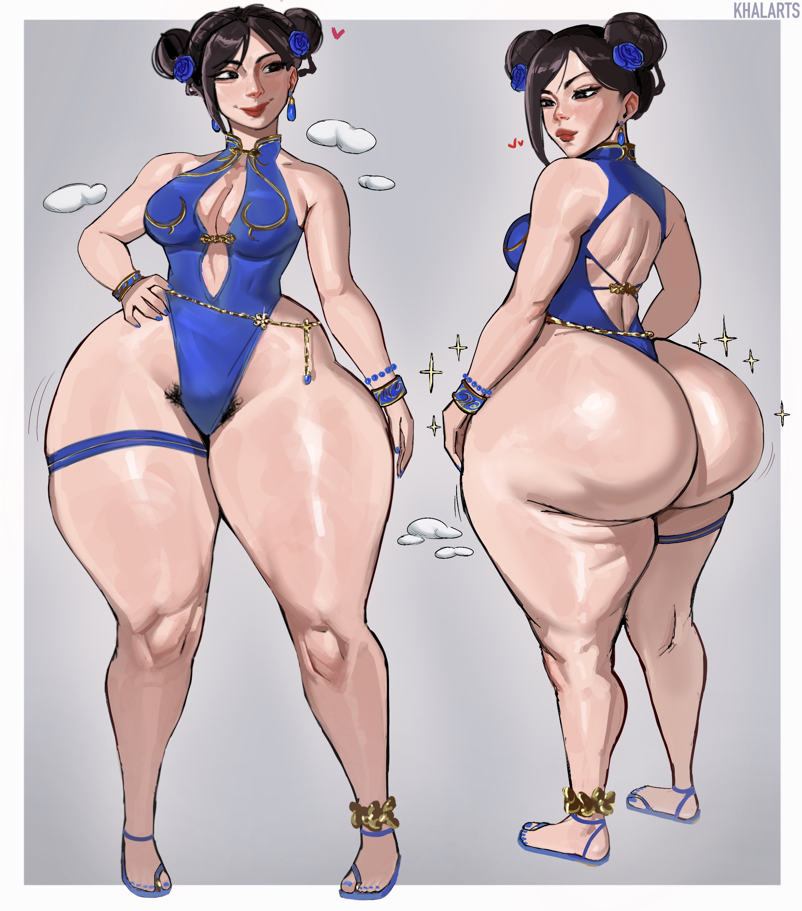 1girls, ass, big ass, big butt, bottom heavy, breasts, child bearing hips, chun-li, female, female only, gigantic, gigantic ass, huge ass, human, khalarts, pubic hair, pubic hair peek, revealing clothes, solo, solo female, standing, street fighter, thick thighs, thighs, voluptuous, wide hips
