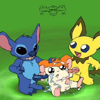 anthro crossover disney experiment_(species) furry gay hamtaro hamtaro_(series) lilo_and_stitch male male_only nanimoose penis pichu pokemon stitch