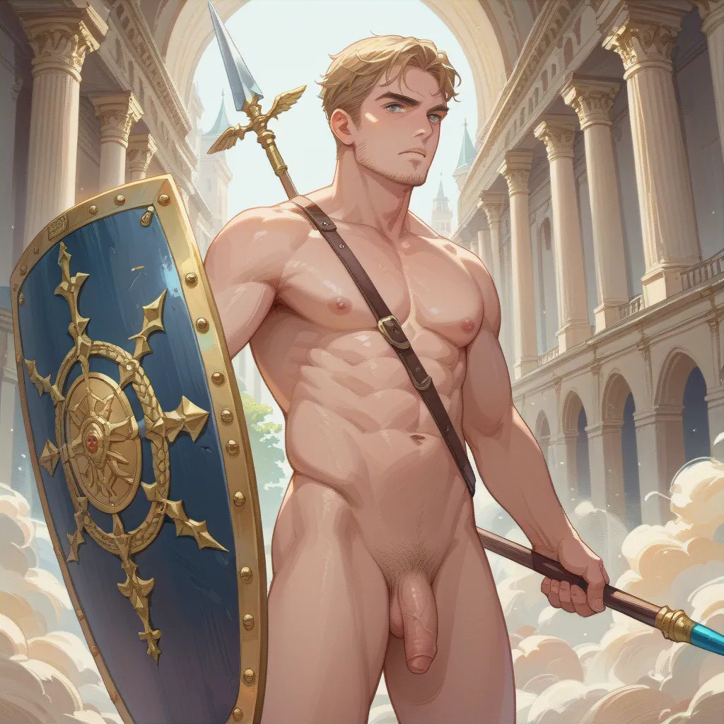 1boy 1man ai_generated blonde_hair blonde_hair_male hero human human_only male_only muscular muscular_male naked_male solo_male tagme warrior