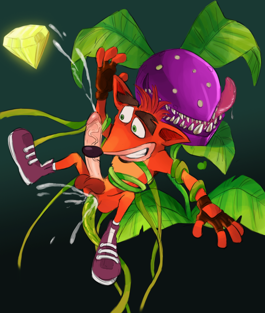 anal anal_sex anthro balls bandicoot bumbumbandicoot carnivorous_plant crash_(series) crash_bandicoot crash_bandicoot:_n-sane_trilogy gay gem long_penis male male_only mammal man-eating_plant_(crash_series) marsupial penetration penis tentacle tentacles video_games vines yaoi yellow_gem