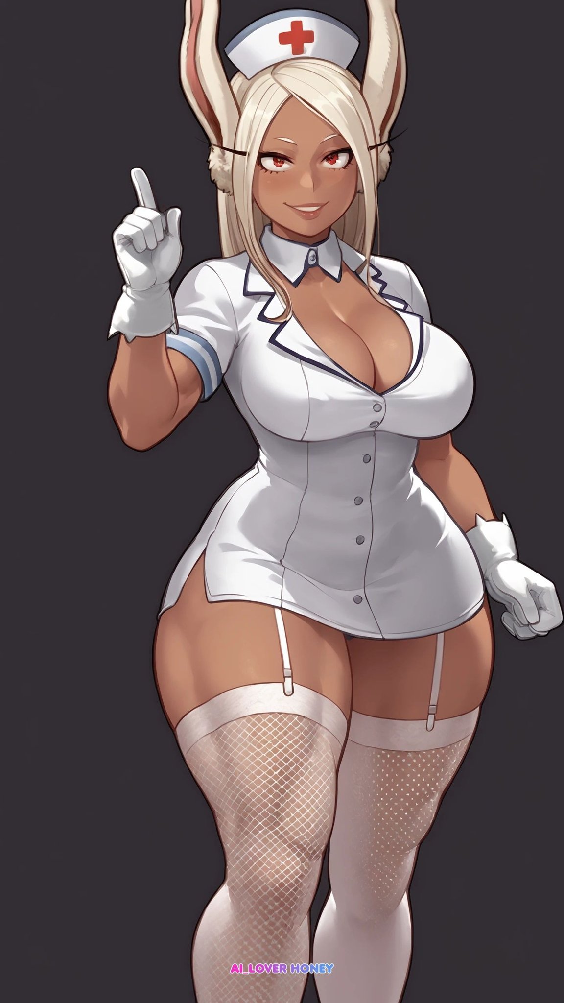 ai generated, ai loverhoney, boku no hero academia, female, gloves, miruko, my hero academia, nurse, rumi usagiyama, thick thighs