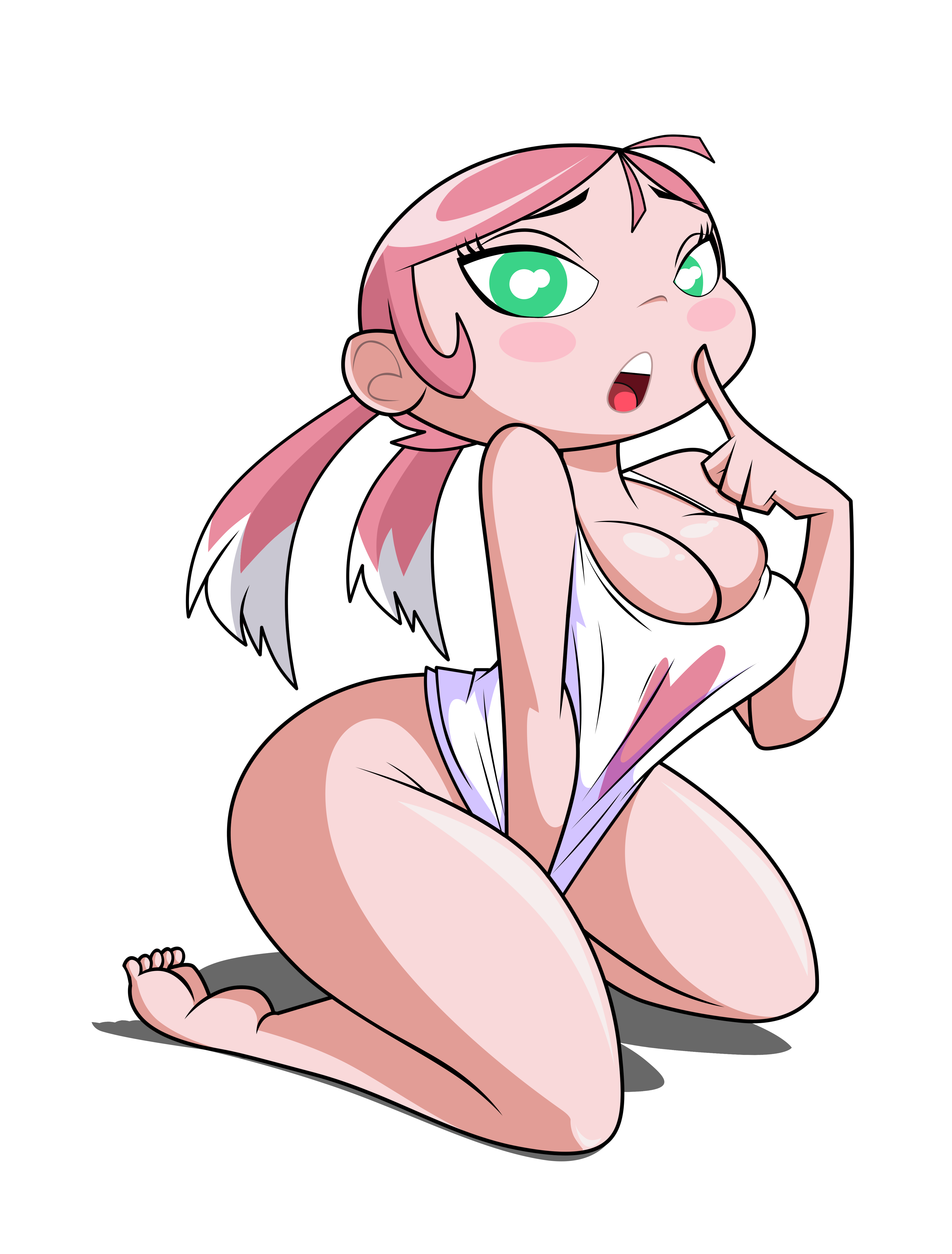 female, grimphantom, jinmay, pink hair, robot girl, super robot monkey team hyperforce go!, tagme, teal eyes, transparent background, twintails, white shirt