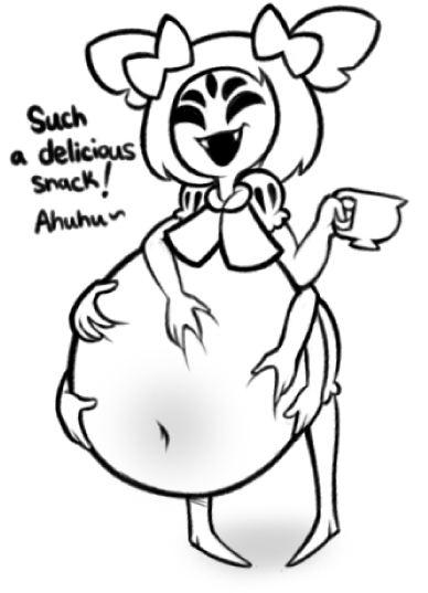 6_arms belly belly_grab big_belly black_and_white grabbing_belly hand_on_belly hands_on_belly huge_belly muffet spaghettiz spider_girl undertale undertale_(series) vore vore_belly