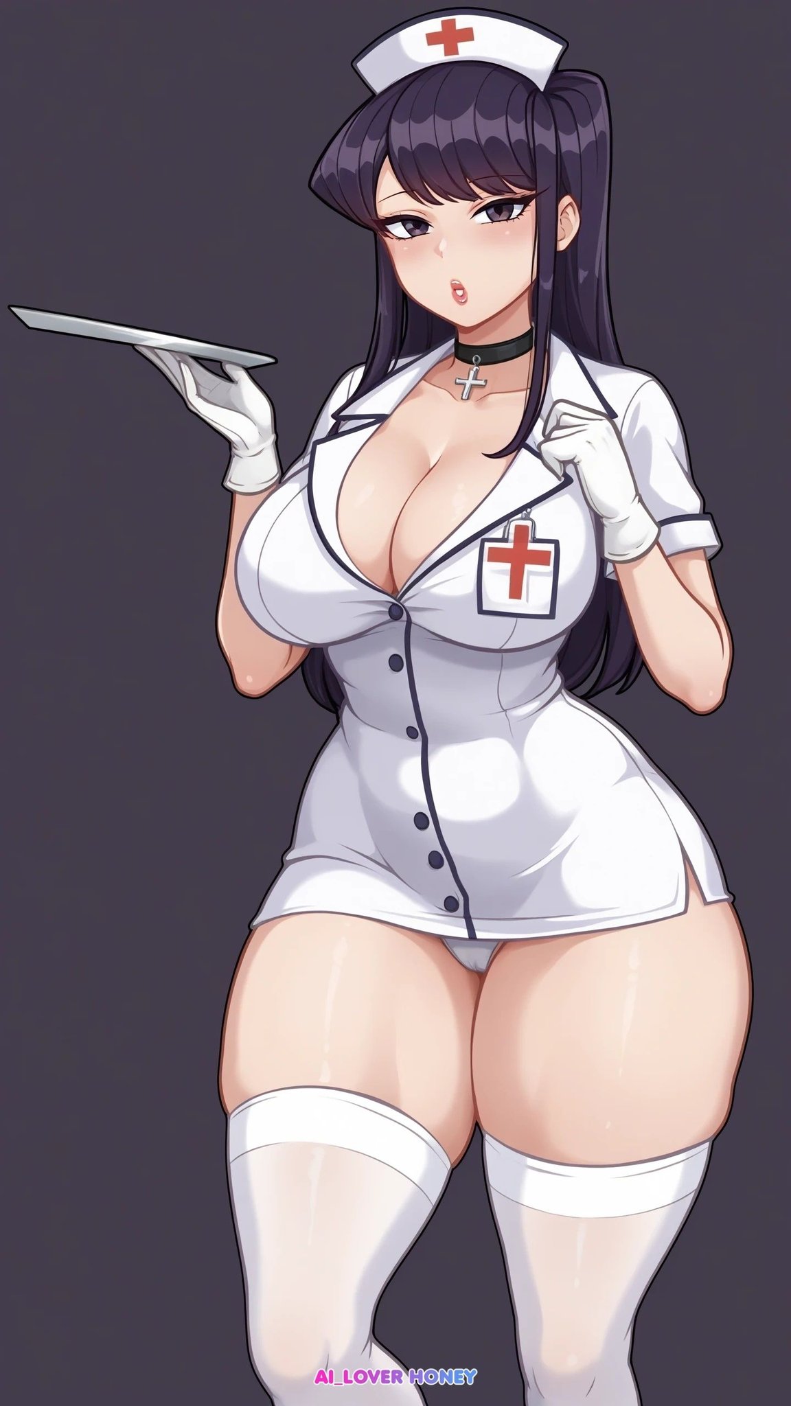 ai_loverhoney big_breasts komi-san_wa_komyushou_desu komi_shouko long_hair looking_at_viewer nurse tagme thick_thighs