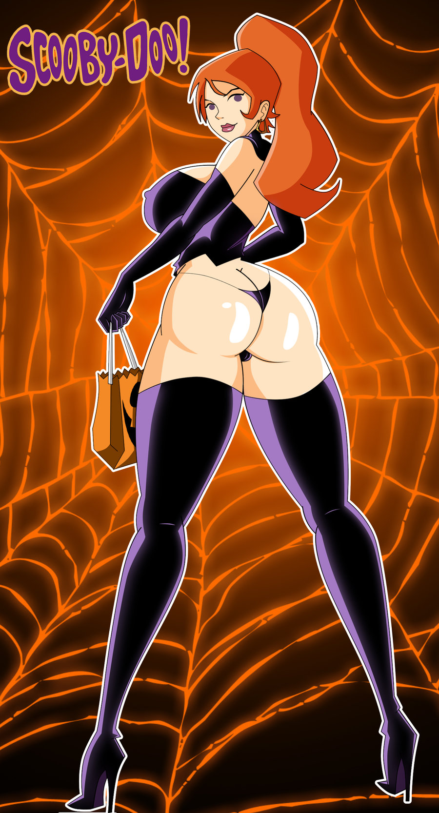 ass, bewitching thighs, boots, copyright name, daphne blake, female, fuck me boots, grimphantom, hanna-barbera, high heel boots, high heels, nipple bulge, pokies, scooby-doo, tagme, text