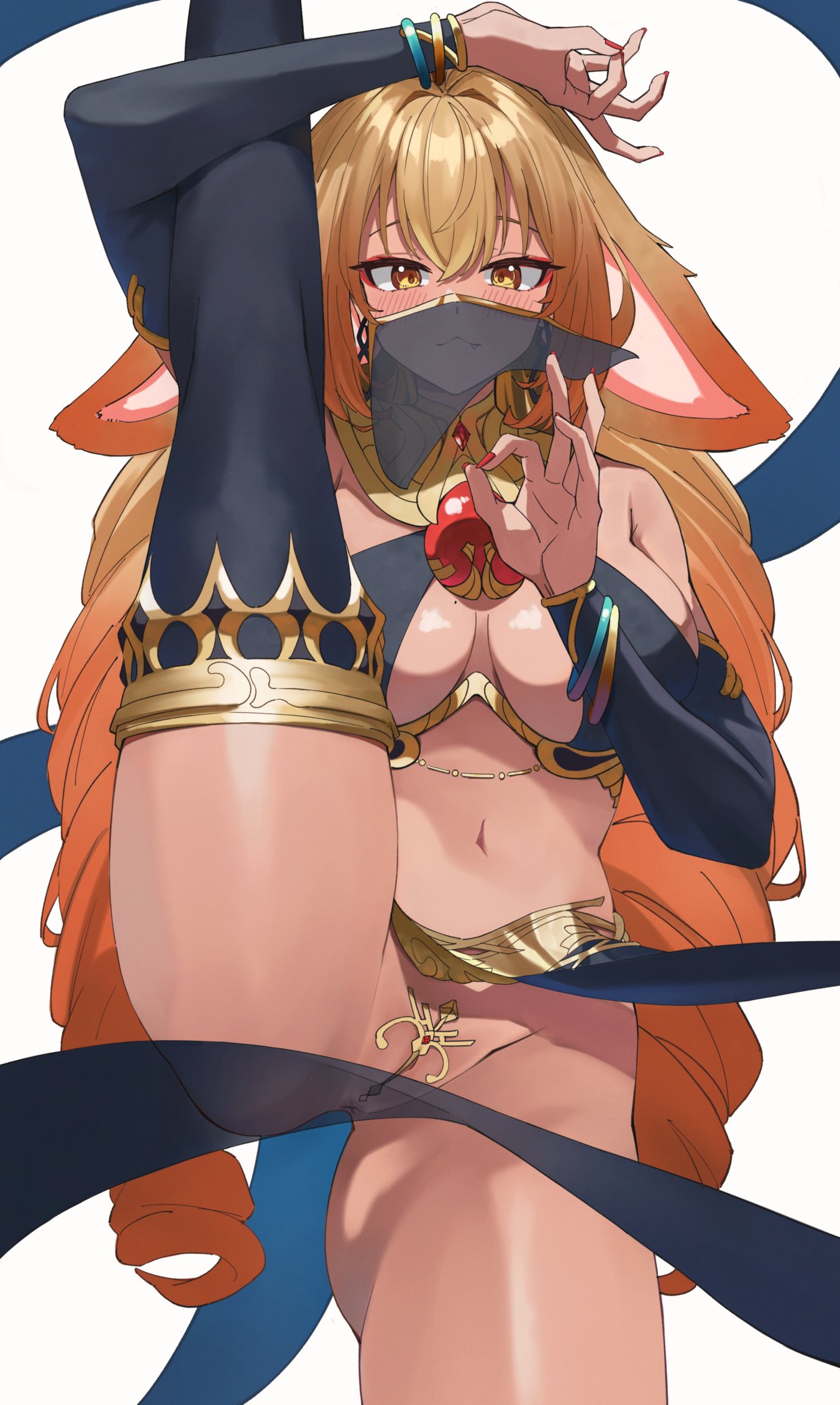 1girls, anus, belly button, blush, clothed, female, looking at viewer, midriff, mr thecatman, scantily clad, shibi cottonbum, vallure, vallure gen 1:indulge, virtual youtuber