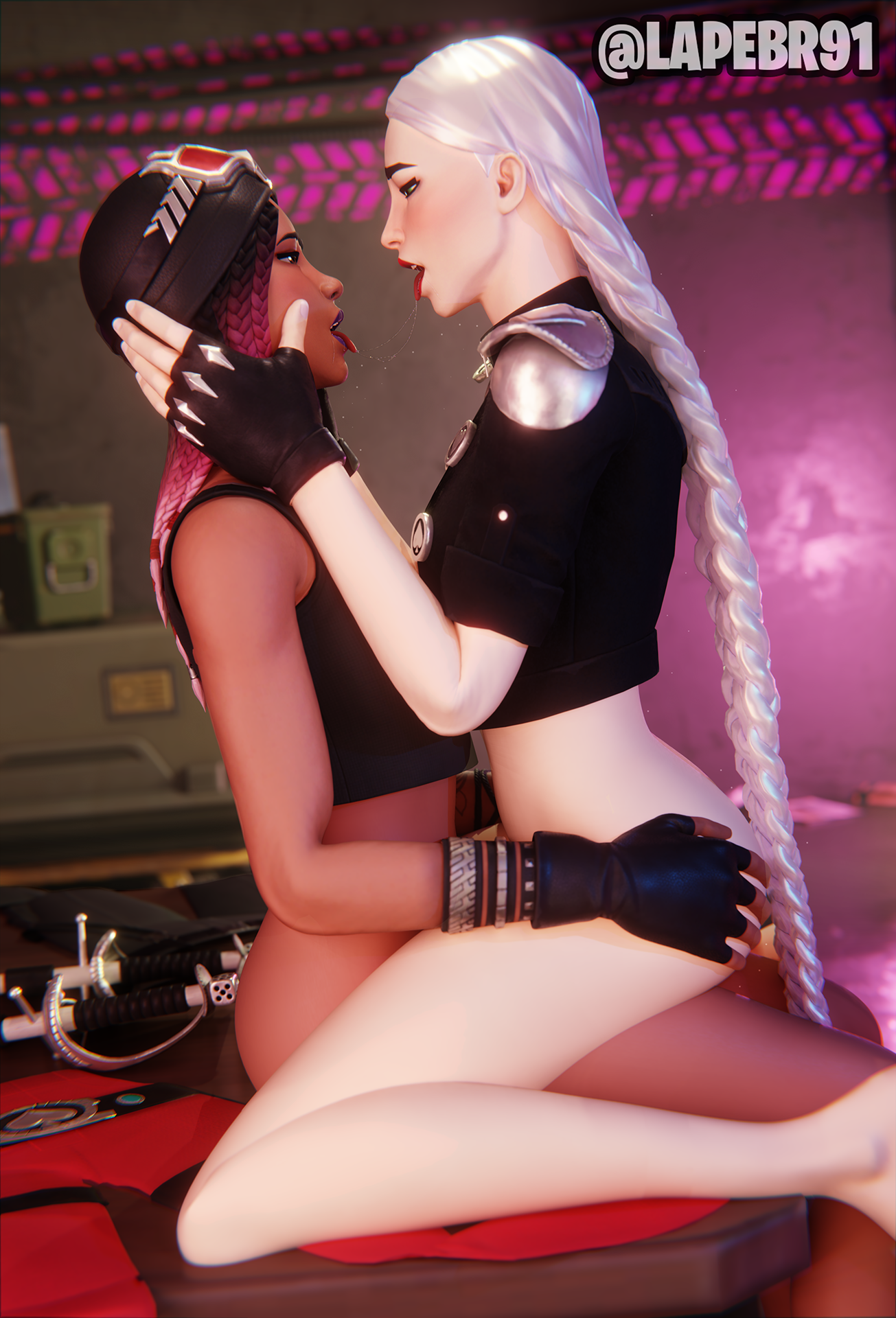 2girls, 3d, cassidy quinn (fortnite), clothed sex, female, fortnite, keisha cross (fortnite), lapebr91, yuri