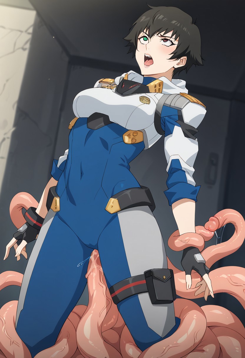 1girls, ai generated, black hair, clothed, clothed sex, devil may cry (netflix), devil may cry (series), female, heterochromia, lady (devil may cry:netflix), lady (devil may cry), sex, short hair, tentacle, tentacle rape, tentacle sex