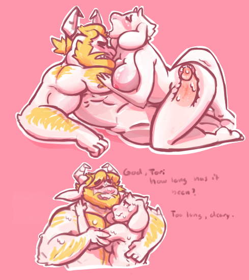 2d 2d_(artwork) after_sex anthro anthro_only anthro_penetrated anthro_penetrating anthro_penetrating_anthro asgore_dreemurr beard blonde blonde_hair buttdawg climax closed_eyes color colored cum cum_in_pussy cum_inside dilf duo facial_hair female female_penetrated furry furry_only husband_and_wife internal laying_down male male_penetrating male_penetrating_female milf muscular muscular_male open_mouth penis pink_background red_background sex simple_background straight sweat text toriel undertale undertale_(series) video_games white_body white_fur