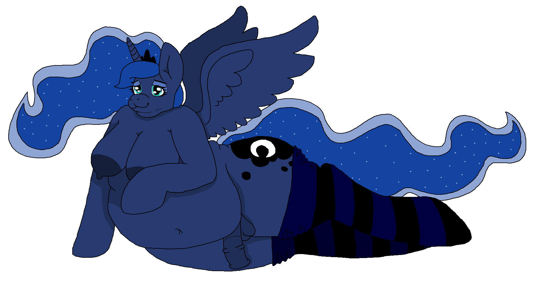 anthro big_breasts boobs cetacean69 chubby chubby_female double_chin fat fat_female fat_fetish futa_cock futanari horsecock horsecock_futanari my_little_pony princess_luna_(mlp) self_upload socks thigh_highs thighs wings