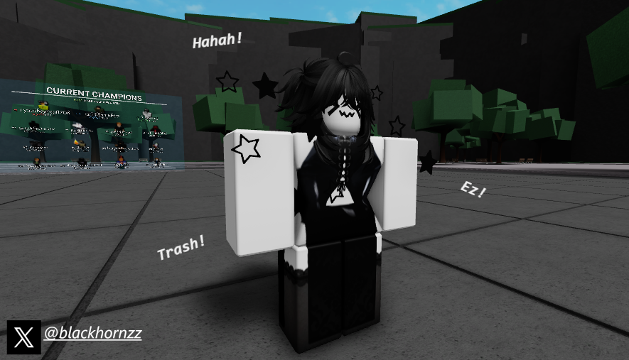 1girls 3d black_dress black_hair black_thighhighs blackhornzz brat bratty revealing_clothes revealing_dress revealing_outfit roblox roblox_game robloxian tagme the_strongest_battlegrounds thighhighs trash_talk twitter_username white_skin