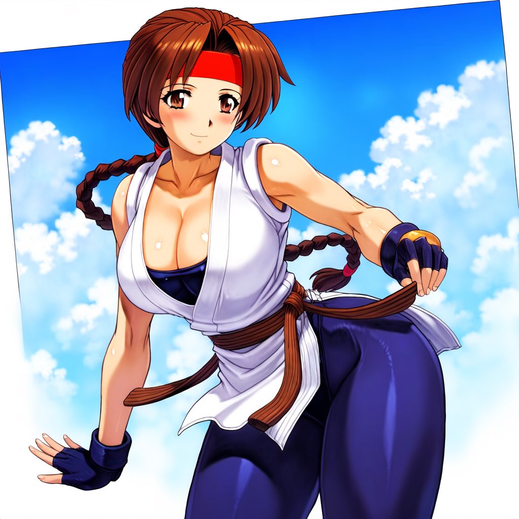 1girls ai_generated athletic athletic_female bending_forward bending_over bent_forward bent_over big_ass big_breasts braid braided_ponytail breasts brown_eyes brown_hair busty cleavage clothed female fit fit_female gloves headband huge_ass huge_breasts king_of_fighters latex leggings light-skinned_female light_skin long_hair looking_at_viewer outdoors outside pants ponytail skirt smiling_at_viewer spandex thick thick_legs thick_thighs thighs tied_hair voluptuous voluptuous_female yoga_pants yuri_sakazaki