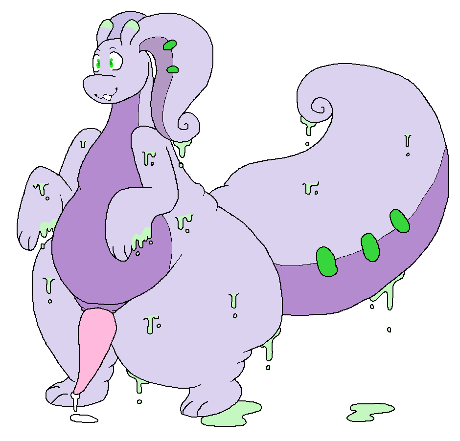 anthro big_tail fat fat_ass fat_female futanari goodra pokemon slime slimy slug tentacle