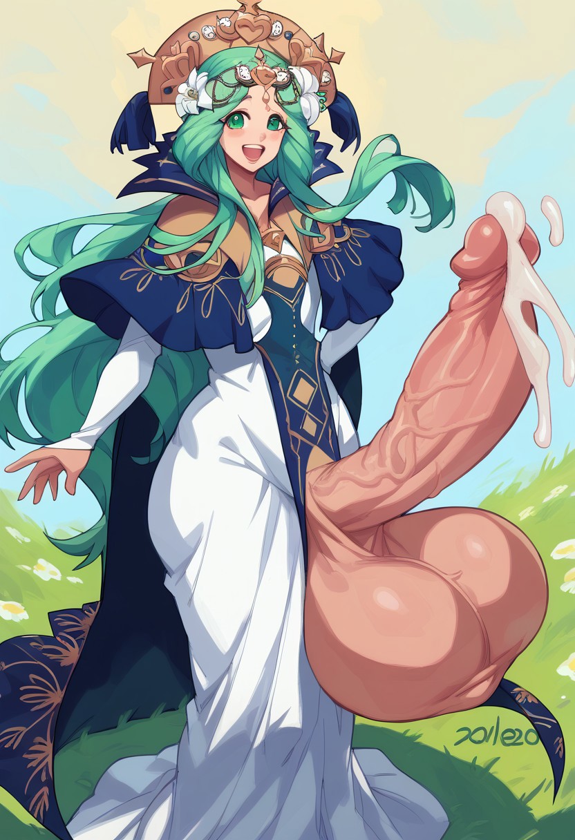 ai_generated big_ass big_balls big_penis cum cum_drip fire_emblem fire_emblem:_three_houses futanari gvukub huge_balls huge_cock rhea_(fire_emblem)