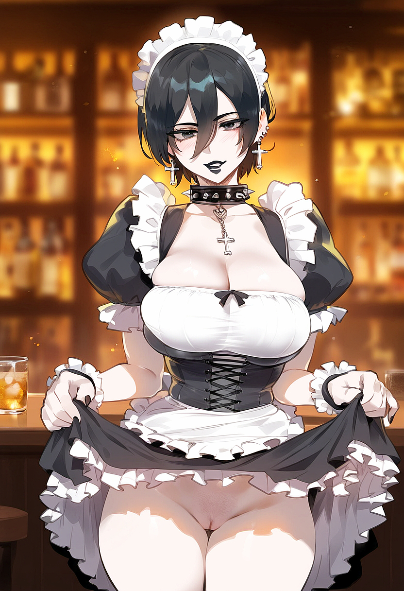 (shingeki_no_kyojin) 1girls ackerman_(shingeki_no_kyojin) ai_generated attack_on_titan big_breasts black_dildo black_eyes breasts choker cleavage curvy dildo goth goth_girl huge_breasts large_breasts lifting_skirt looking_at_viewer maid maid_headdress maid_outfit maid_uniform massive_breasts masturbation mikasa mikasa_ackerman narrow_waist no_panties of pinl_hair shingeki_no_kyojin short_hair skirt_lift solo thick_thighs vaporeeoniteai wide_hips