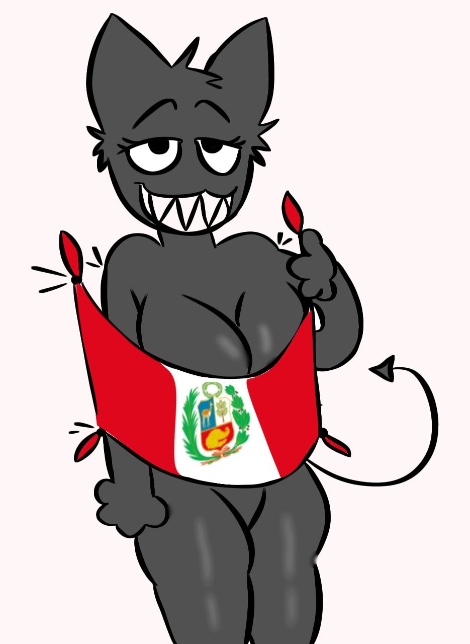 (poxyram) bat bat_cat black_body bodrito_(poxyram) fangs flag looking_at_viewer peru peru_flag peruvian poxyland poxyram rule_63 tail