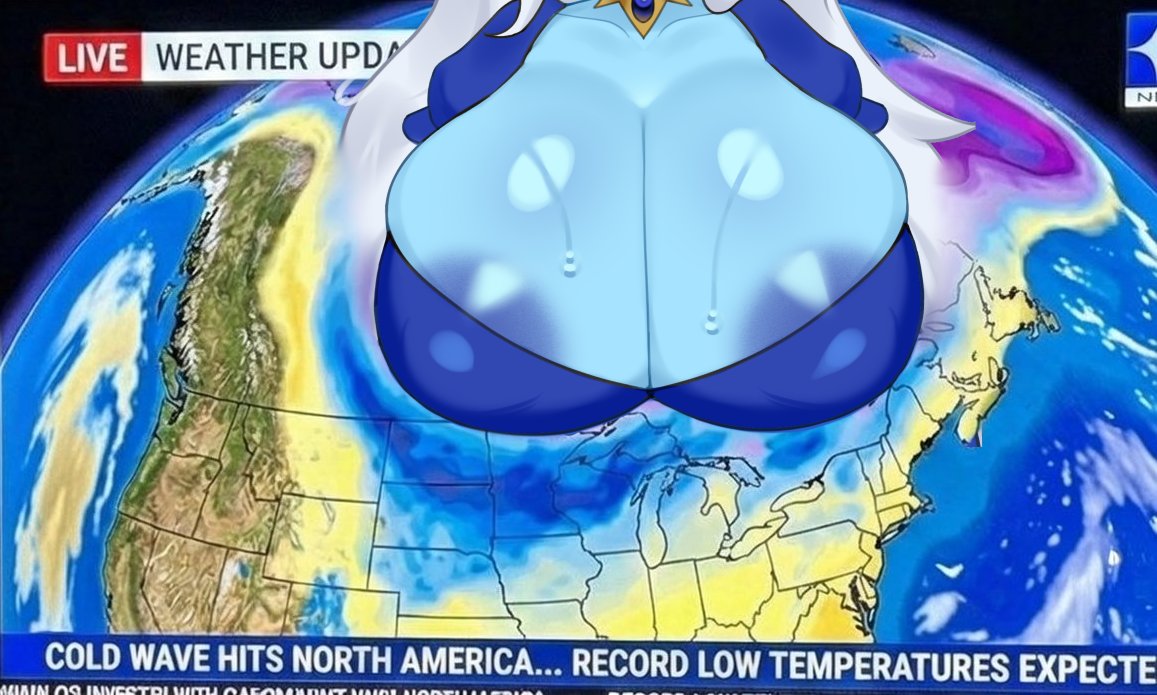 adventure time, areola, areolae, blue clothing, blue skin, breasts, cartoon network, clothing, giantess, humor, ice queen (adventure time), idler r, meme, solo, weather