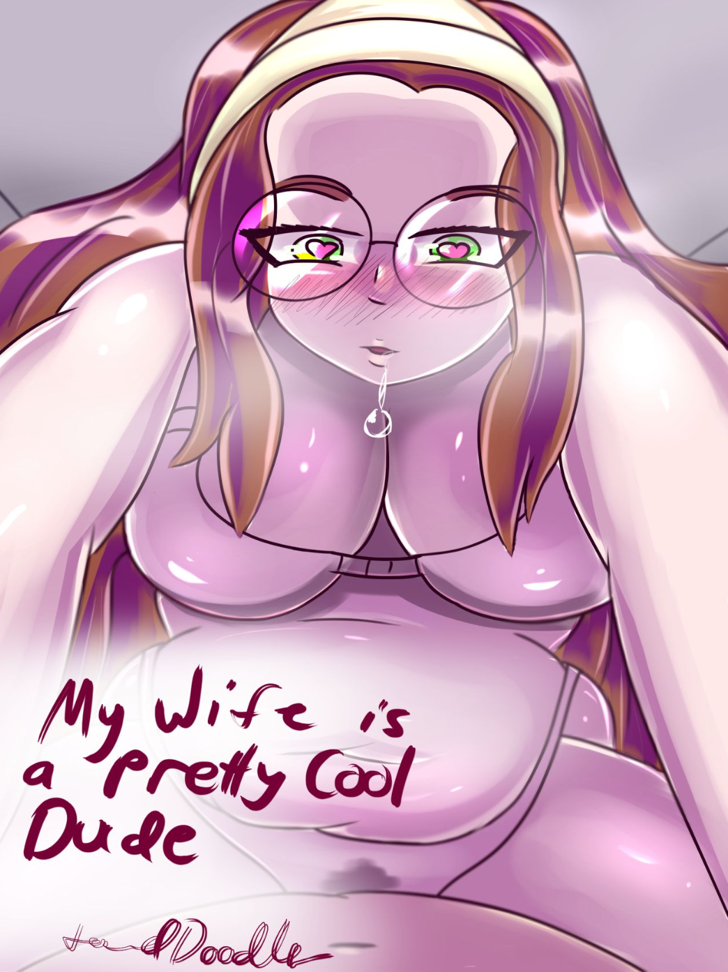 chubby chubby_female dork dork_girl dorky dorky_girl doujinshi drooling girlfriend glasses heart-shaped_pupils hentai lewddoodler manga my_wife_is_a_pretty_cool_dude nerd wife