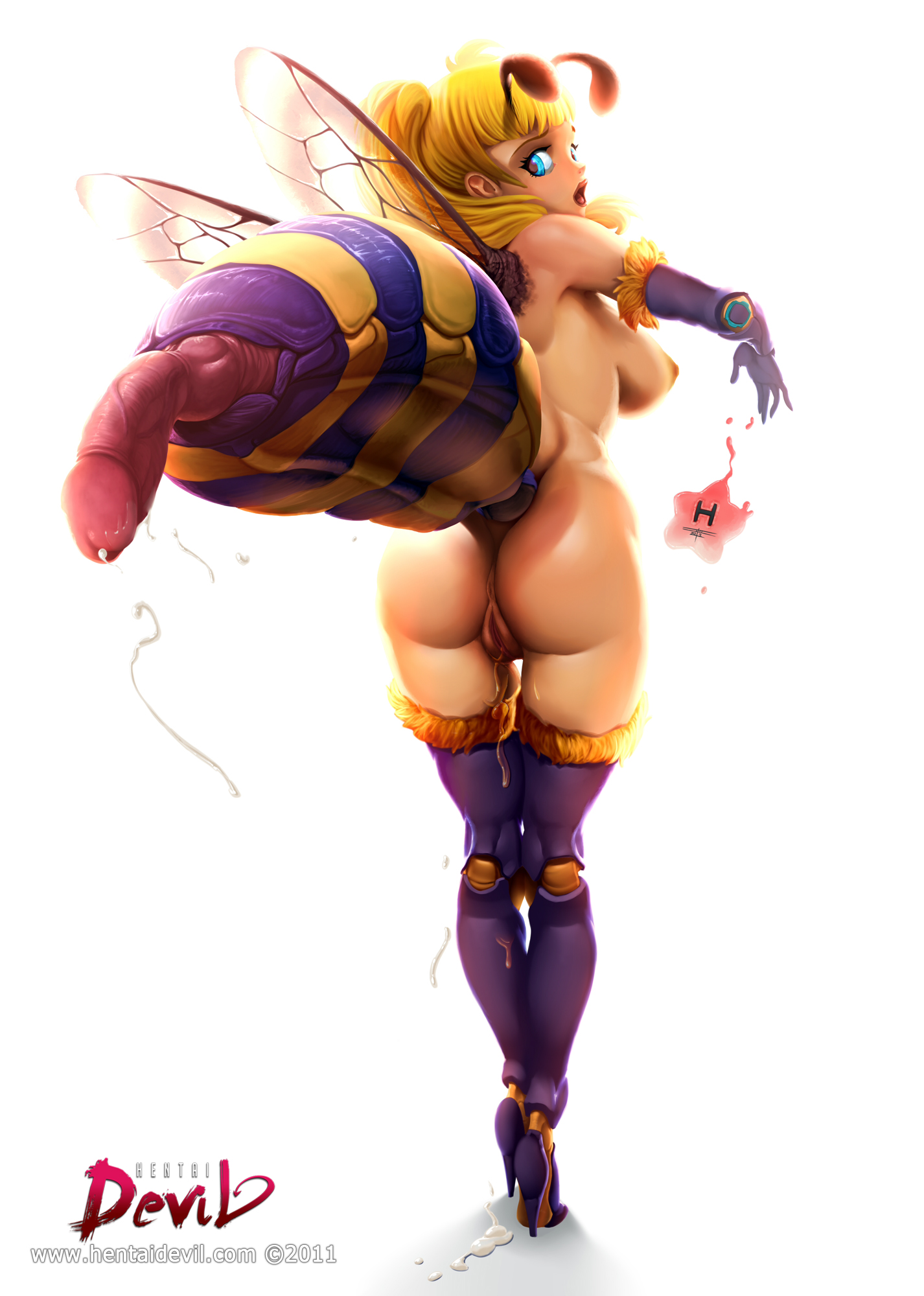 1futa, antennae, anus, ass, bee, bee girl, blonde hair, blue eyes, breasts, cum, cutepet, elbow gloves, female, futa only, futanari, gloves, high resolution, insect, insects, intersex, nipples, penis, pussy, solo, source request, stinger, taboolicious, uncensored, vagina, very high resolution, wings