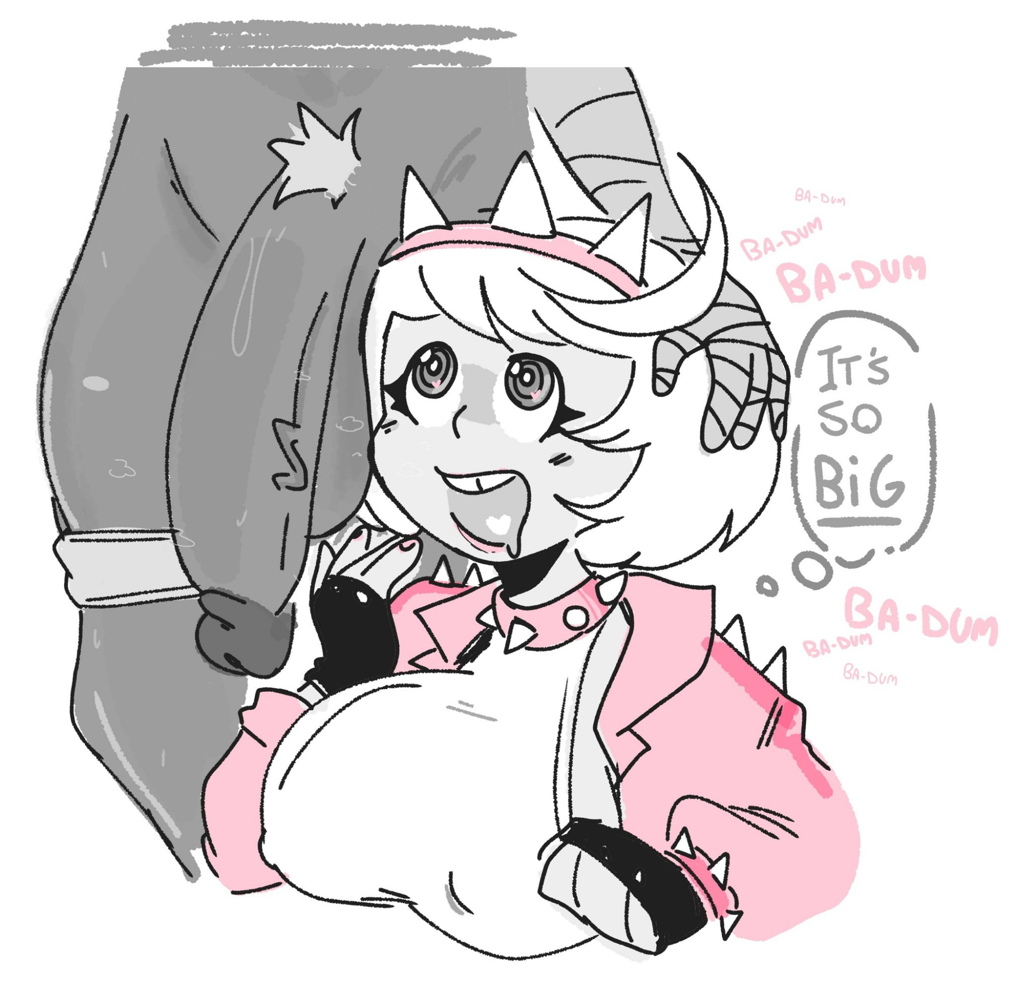 1futa, 1girls, aroused, aroused face, balls, big balls, big breasts, big penis, black fingerless gloves, black gloves, blush, breasts, clothed, clothed female, clothed female nude futa, clothing, cock worship, collar, colored nails, dark-skinned futa, drooling, elphelt valentine, english, english text, errorplush, faceless character, faceless futa, female, fingerless gloves, futa on female, futa with female, futanari, gloves, guilty gear, guilty gear strive, hand on head, hanging balls, hanging penis, head grab, headband, heart pupils, heart tongue, heartbeat, huge cock, hung, hung futa, imminent incest, imminent sex, incest, jacket, kneeling, kneeling female, kneeling oral position, large penis, leather jacket, light-skinned female, looking at penis, looking up, monochrome, nude futa, onomatopoeia, penis, penis awe, penis out, penis size talk, pink jacket, pink lipstick, pink nails, pubic hair, pubic tuft, ramlethal valentine, shoulder length hair, siblings, sisters, size talk, sketch, spiked collar, spiked jacket, sweaty, sweaty body, sweaty penis, text, thought bubble, uncensored, white hair