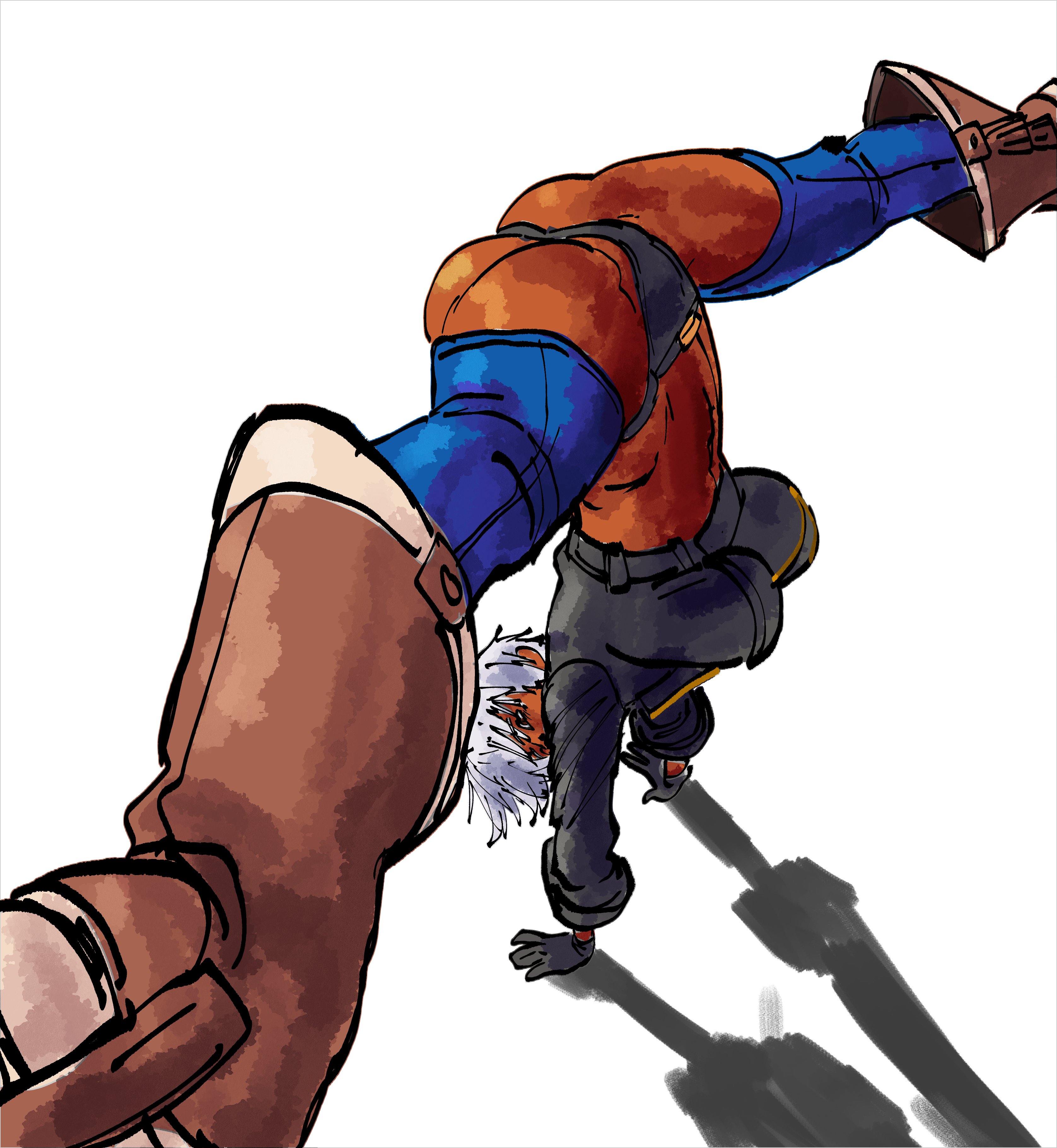 1girls, angel (kof), angel (kof) (cosplay), big ass, big breasts, dark skin, dark-skinned female, elena (street fighter), flexible, henfent, huge breasts, king of fighters, panties, short hair, source request, street fighter, tan, tan skin, tan-skinned female, tentecreul, tentecruel, thick, thick ass, thick thighs, thighs, white hair