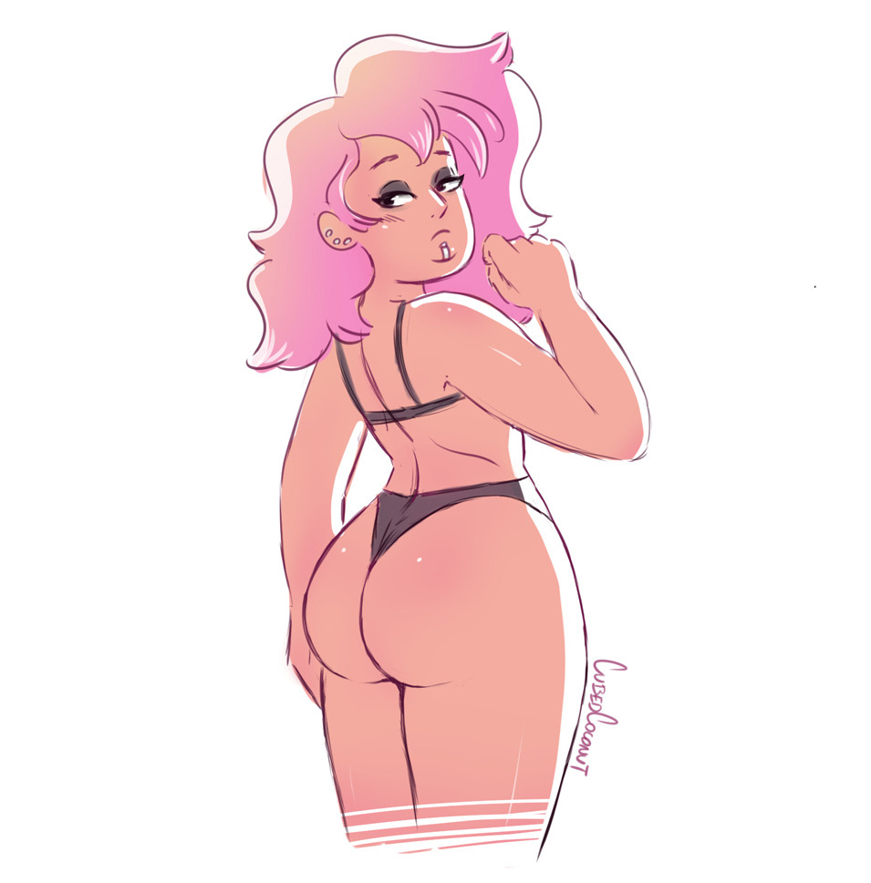 1girls, back view, bra, cartoon network, cubedcoconut, female, female focus, female only, mystery girl (steven universe), panties, piercing, pinup, solo, solo focus, steven universe, thong, underwear