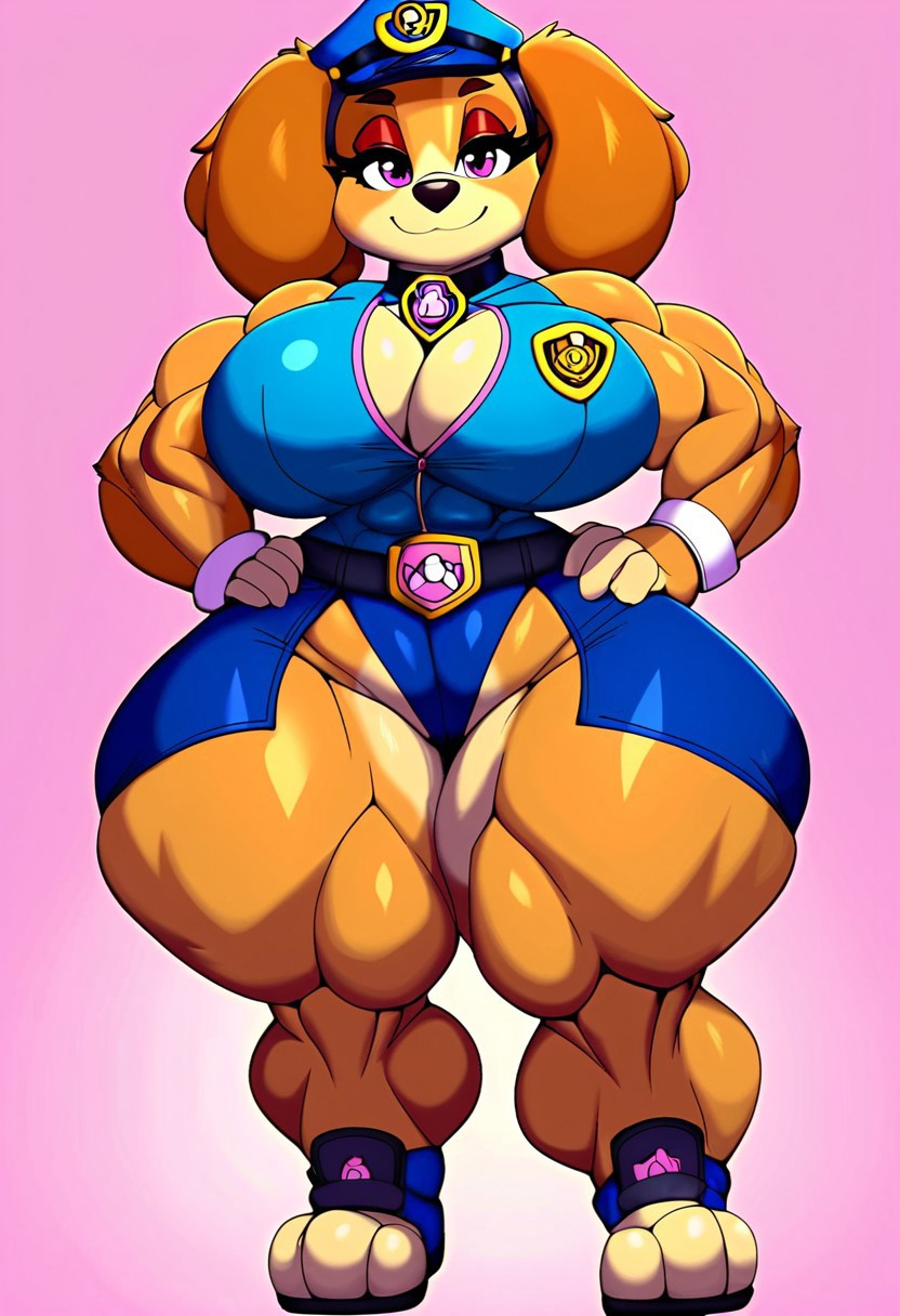 ai_generated big_ass big_breasts cockapoo female female_focus female_only huge_ass huge_breasts muscular muscular_female paw_patrol skye_(paw_patrol) thick_ass thick_thighs