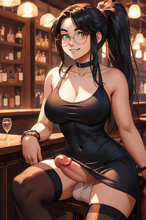 ai_generated cleavage dress dress_lift futanari public stockings theboxgoblin