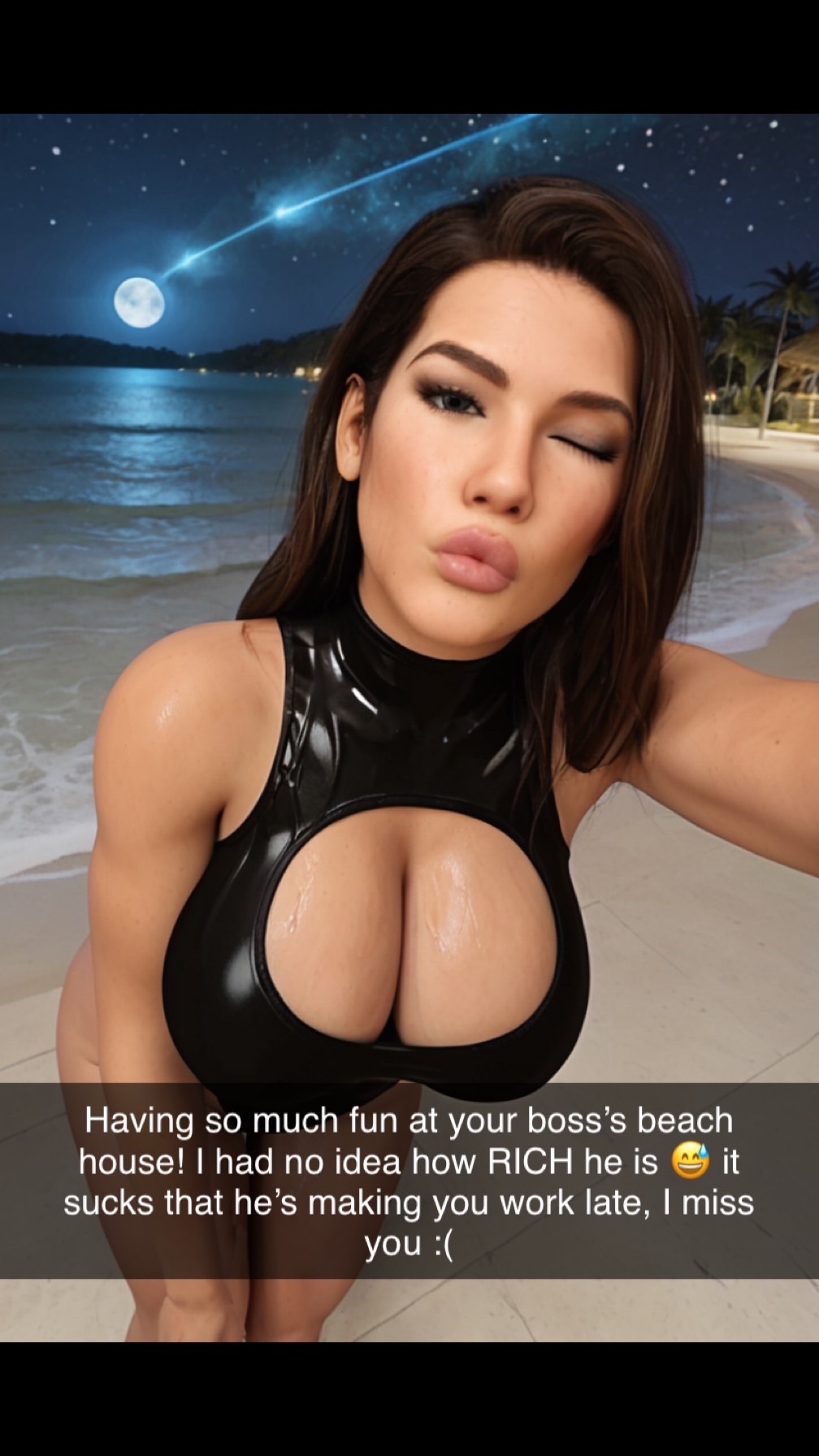 3d 3d_(artwork) abs ai_generated beach big_ass big_booty big_breasts big_butt boob_window busty cleavage cleavage_cutout cleavage_window cutout cutout_shirt fat_ass female female_abs jennah(oc) large_breasts latex leotard ocean one_piece_swimsuit pawg radnsad rubber_clothing rubber_suit selfie skin_tight skin_tight_outfit skin_tight_suit slim_thick snapchat solo solo_female solo_focus spandex story swimsuit text thick thick_ass thick_legs thick_thighs wet_body wide_hips